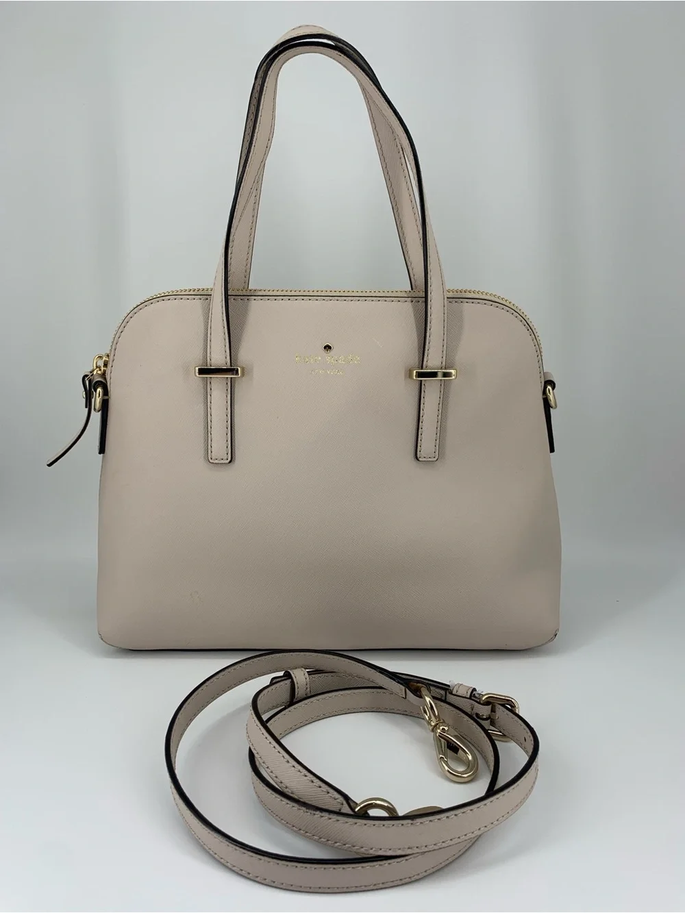 Kate Spade Cedar Street Maise Satchel Crossbody Warm Beige Saffiano Leather